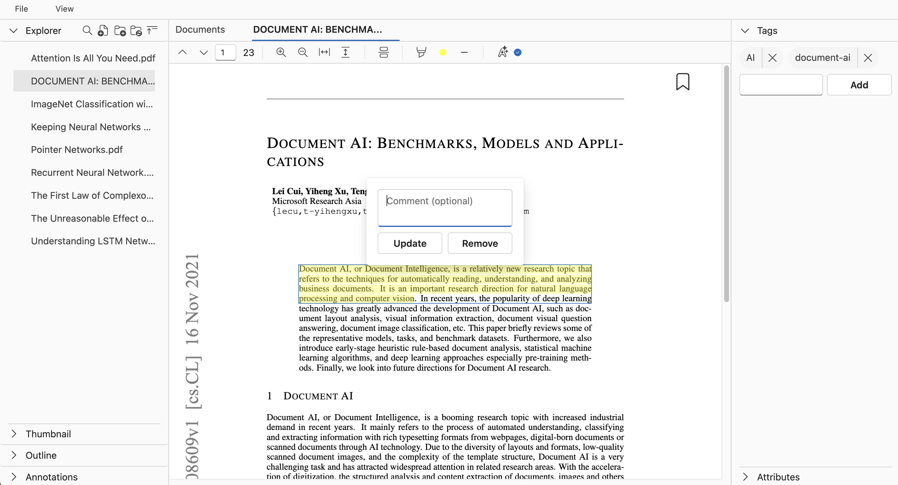 Add annotations while reading